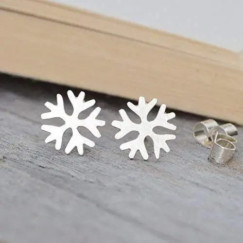 snowflake earring studs handmade in sterling silver