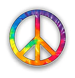 Magnet Peace Sign Graphic Tie Dye Magnetic vinyl bumper sticker sticks to any metal fridge, car, signs 5"