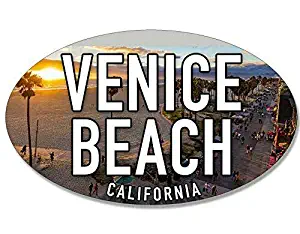 MAGNET 3x5 inch Oval Venice Beach Sticker (California ca sea Coast Coastal Logo) Magnetic vinyl bumper sticker sticks to any metal fridge, car, signs