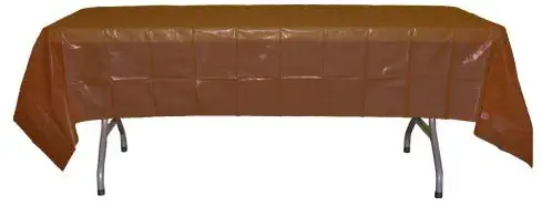 12-Pack Premium Plastic Tablecloth 54in. x 108in. Rectangle Table Cover - Brown