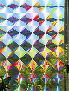 Decorative Window Film Holographic Prismatic Etched Glass Effect - Fill Your House with Rainbow Light 24" X 36" Panels - Radial Pattern