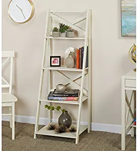 Simple Living Antique White 4-tiered X-Shelf Ladder Case