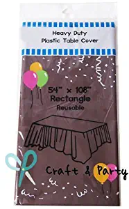 Evershine (12-Pack) Heavy Duty Plastic Table Covers Tablecloth (Reusable) (Rectangle 54" X 108", Brown)