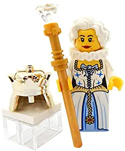 LEGO Queen of England with Scepter and Crown Toy - Custom Queen Elizabeth II Minifigure