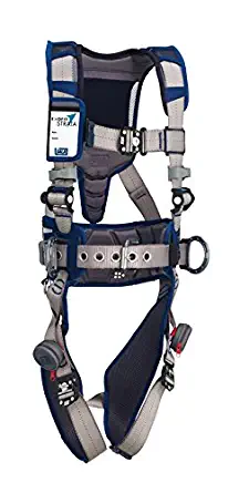 3M DBI-SALA 1112553 ExoFit STRATA, Aluminum Back & Side D-Rings, Locking QC Buckles with Sewn in Hip Pad & Belt, X-Large, Blue/Gray