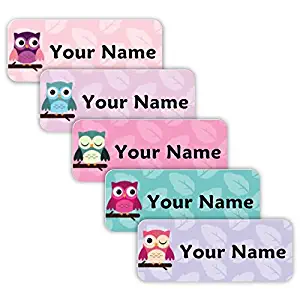 40 Original Personalized Waterproof Custom Name Tag Labels (Owls Theme) – Multipurpose Marking for All Ages - Camping Gear, Luggage, Kindergarten