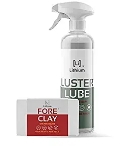 Luster Lube and Fore Clay- Clay Bar Kit, Auto Detailing Claybar for Cars, Trucks, Boats, Glass and Plastic. Includes Luster Lube Hydrophobic Lubricant.