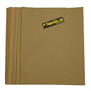 TigerShark 9 inch by 11 inch Sanding Sheets Grit 80/100/120/150/180/220/320/400 8pcs Pack Paper Gold Line Special Anti Clog Coating