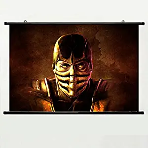 Wall Scroll Poster with Mortal Kombat Mortal Kombat Ninja Scorpion Art Home Decor Wall Posters Fabric Painting 23.6 X 15.7 Inch