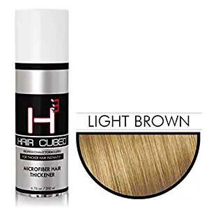 Hair Cubed® - Light Brown, Hair Building Fiber Spray -(Water Proof) Lasts 2 - 5 Months