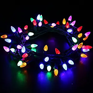 MAXINDA [UL Listed] Outdoor LED String Lights Weatherproof Strawberry Lights,17 feet 50 LEDs Colored Christmas Light Strands C3 Bulbs for Patio Garden Holiday Indoor Home Decorating