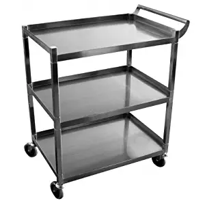 GSW Stainless Steel Solid 1-Inch Tubular Utility Cart with 5-Inch Swivel Casters, 18 by 29-1/2 by 34-Inch NSF Approved