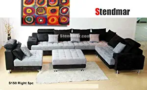 5pc Multifunction 2-tone Microfiber Big Sectional Sofa Set S150RBG