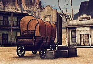 Leyiyi Western Cowboy Culture Backdrop 8x6ft Photography Background European Old Ancient Grunge Car Vintage Building Downtown Scenery Old Man Woman Party Backdrop Photo Booth Props