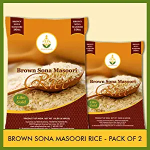 Brown Sona Masoori Rice - 10 Lbs (Pack of 2 ) (10 lbs x 2 Bags) T-L