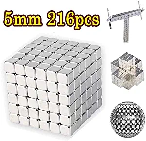 Magnetic Building Block Cubes, Xmstar Magnets Cubes 5mm 216P Structure Intelligence Learning Blocks Office Desk & Stress Relief Square