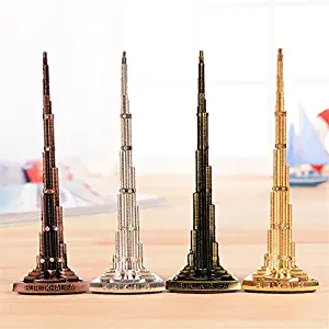 Vintage18cm Rhinestone Burj Khalifa tower Model metal crafts office ornaments gifts auspicious Tower home decoration accessories Kangsanli (silver)