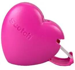 Scotch Heart Dispenser with Scotch Magic Tape, 3/4" x 350 Inches, 1 Roll, 1 Dispenser (Assorted Colors)