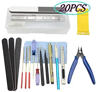 BXQINLENX Professional 20 PCS Gundam Model Tools Kit Modeler Basic Tools Craft Set Hobby Building Tools Kit for Gundam Car Model Building Repairing and Fixing(O)