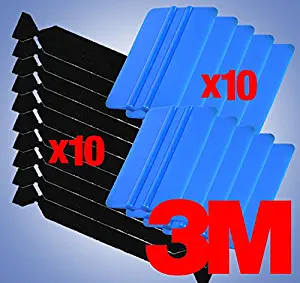 VViViD 10-Pack 3M Blue Squeegees Flexible Plastic Applicator Edge Plus 10x Black Felt Scratch-Proof Adhesive Decal Vinyl Wrap Tool Kit