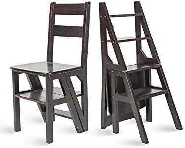 Ladder Bamboo Simple and Modern Pastoral Stairs Chair Moveable Steps Ascending Stool ，Bamboo (Color : Black)