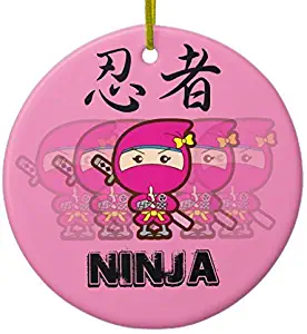 659ParkerRob Christmas Ornaments,Ninja Girl Ornaments Ceramic,Christmas Decorations Indoor Tree, Couples Kids Circle