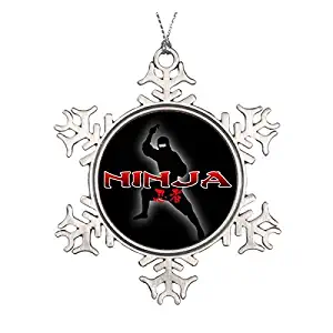 LilithCroft99 Ninja Silhouette Pewter Snowflake Christmas Ornaments,Christmas Tree Decorations Ornaments,Keepsake,Novelty