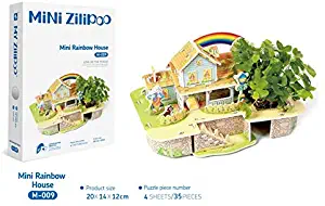 3D Puzzle, Child Plant Farm Brain Teasers Children DIY Handmade Toys Paper Building Model Toy(Mini Rainbow House)