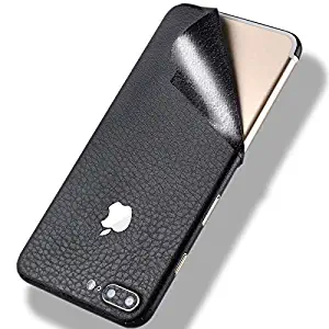 iPhone 7 Leather Skin Wrap Sticker,Tectom Full Edge Protective Decal for iPhone 7plus Back Case (Black, for iPhone 7plus)