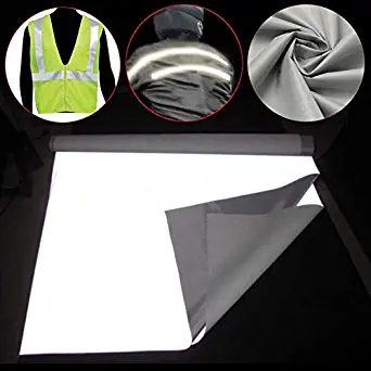 LTKJ 20" Wide Silver Reflective Fabric Safty Strip Gray Sew On Material 1.5'x39" 0.5Mx1M
