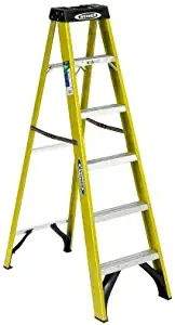 6 ft. Fiberglass Step Ladder with Yellow Rails 225 lb. Load Capacity (Type II Duty Rating)