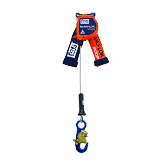 3M DBI-SALA Nano-Lok Edge 3500215 Leading Edge Self Retracting Lifeline, 8-Foot Single-Leg Tie-Off Galv. Cable, Alum. Snap Hook, Quick Connector for Harness Mount, Orange/Navy