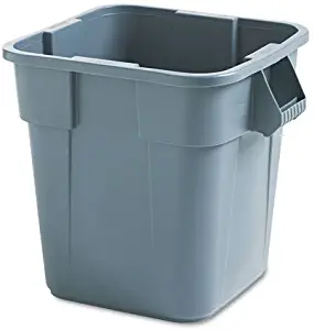 Rubbermaid Commercial Brute Container, Square, Polyethylene, 28 gal, Gray - Includes one each.