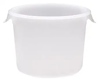Rubbermaid Commercial Products Plastic Round Food Storage Container for Kitchen/Food Prep/Storing, 6 Quart, White, Container Only (FG572300WHT)