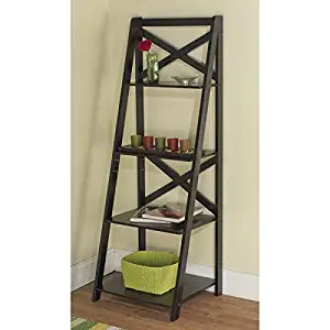 Simple Living Black Wood X-back 4-tier Ladder Shelf Made From Engineering Wood