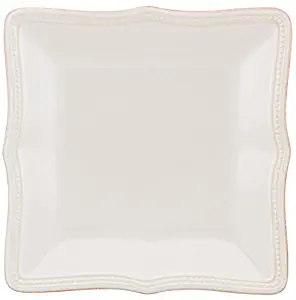 LENOX FRENCH PERLE BEADED WHITE SQUARE ACCENT PLATE SET/4