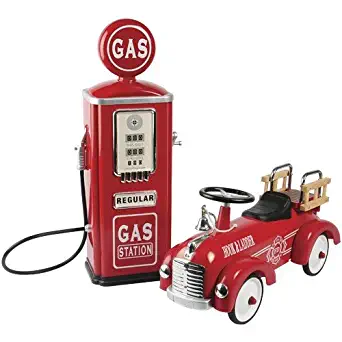 Constructive Playthings ATB-4 Steel Gas Pump Replica with Ride-on Hook/Ladder Firetruck for Toddlers, Grade: Kindergarten to 3