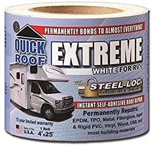 Cofair UBE425 Quick Roof Extreme with Steel-Loc Adhesive, White for RVs - 4" x 25'