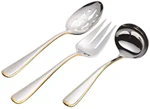 Gorham Golden Ribbon Edge 3-Piece Stainless Steel Hostess Set