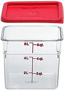 Cambro SFC6451, Clear, Li 6SFSCW135 Camsquare Food Container, 6-Quart, Polycarbonate, NSF with Lid, 6 Qt