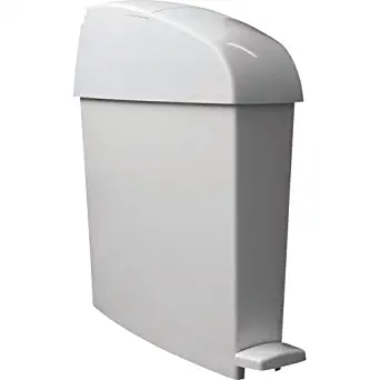 Rubbermaid Commercial Sanitary Step Trash Can, Rectangular, 3-Gallon, White
