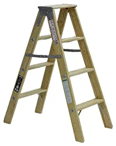 Michigan Ladder 1370-04 300 Pound Duty Rating Type 1A Tradesman Wood Double Front Stepladder, 4-Foot