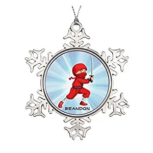 LilithCroft99 Ninja Boy Design Pewter Snowflake Christmas Ornaments,Christmas Tree Decorations Ornaments,Keepsake,Novelty