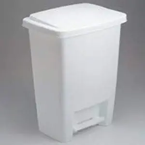 Rubbermaid Step-On Wastebasket 33 Qt. 15" X 13" X 20" Plastic Bisque, White