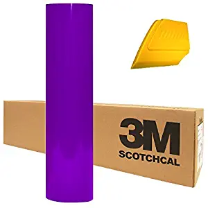 3M Scotchcal Electrocut Gloss Adhesive Graphic Vinyl Film 12" x 24" Roll 2-Pack w/Hard Yellow Detailer Squeegee (Purple)