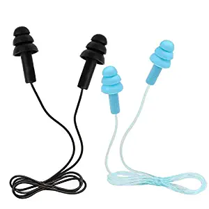 Junhua Ear Plugs,Reusable Silicone Waterproof Earplugs, Comfortable with Cord Ear Plugs for Sleeping, Snoring, Swimming, Work, Travel and Loud Events, 2 Pair -32 NRR