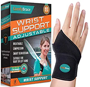 ComfyBrace-Premium Lined Wrist Support/Wrist Strap/Carpal Tunnel Wrist Brace/Arthritis Hand Support -Fits Both Hands-Adjustable Fitted