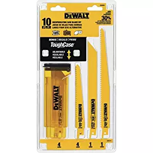 DEWALT DW4898 Bi-Metal Reciprocating Saw Blade Set with Case, 10-Piece