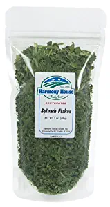 Harmony House Dried Spinach Flakes – Dehydrated Vegetables for Cooking, Camping, Emergency Supply and More