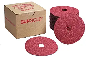 Sungold Abrasives 17206 5" X 7/8" Center Hole 80 Grit Aluminum Oxide Fiber Disc, 25-Pack